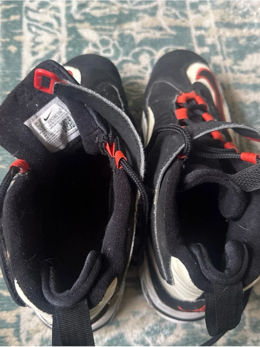 Nike Black White Red High-Top Basketball Sneakers